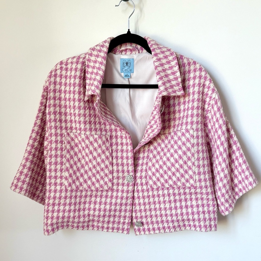 CeCe Pink and Cream Textured Jacket
